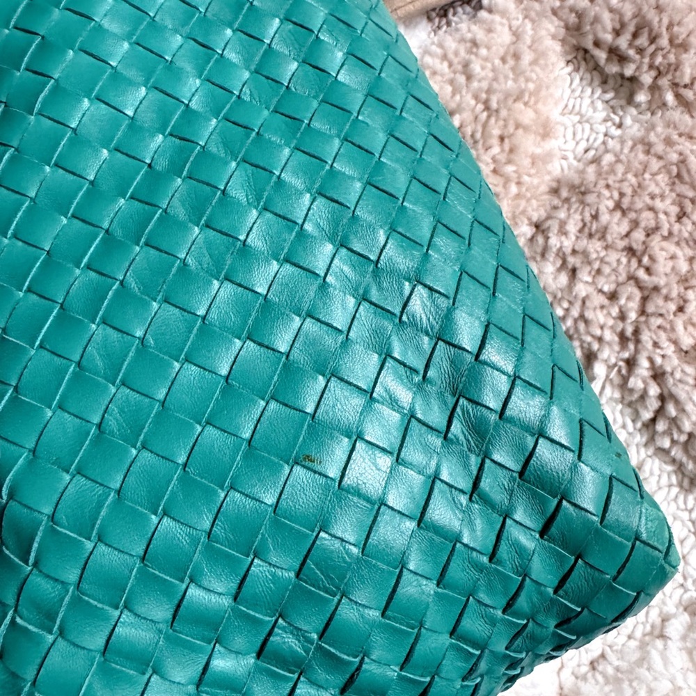 SOLD🎄Bottega Veneta montaigne teal green intrecciato satchel shoulder bag - Picture 13 of 15